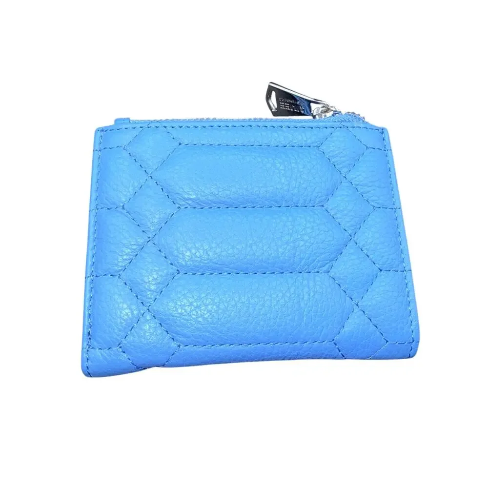 Aimee Kestenberg Blue Leather Zip Around Wallet Card Case Coin Purse